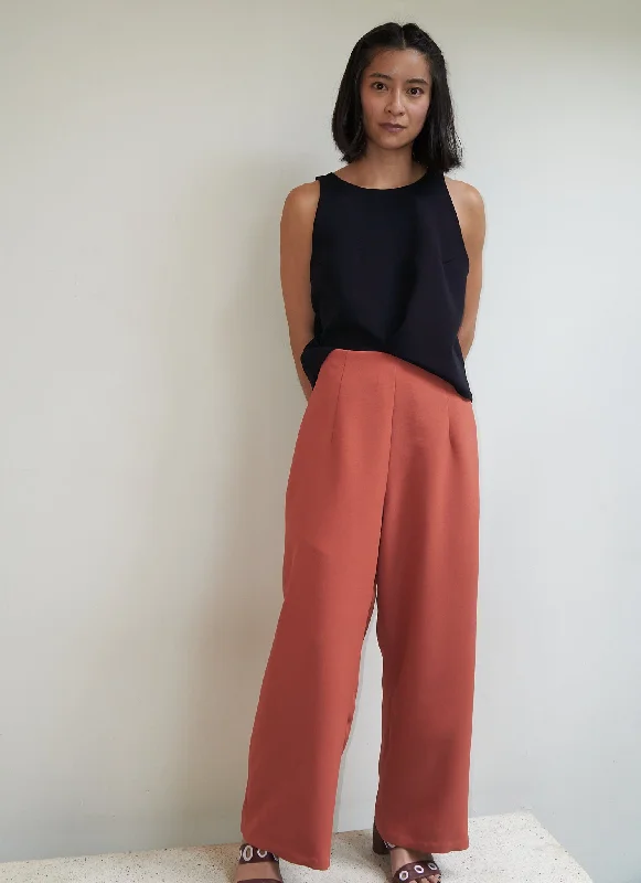 Allium Wide Leg Straight Pant (Unisex) in Coral