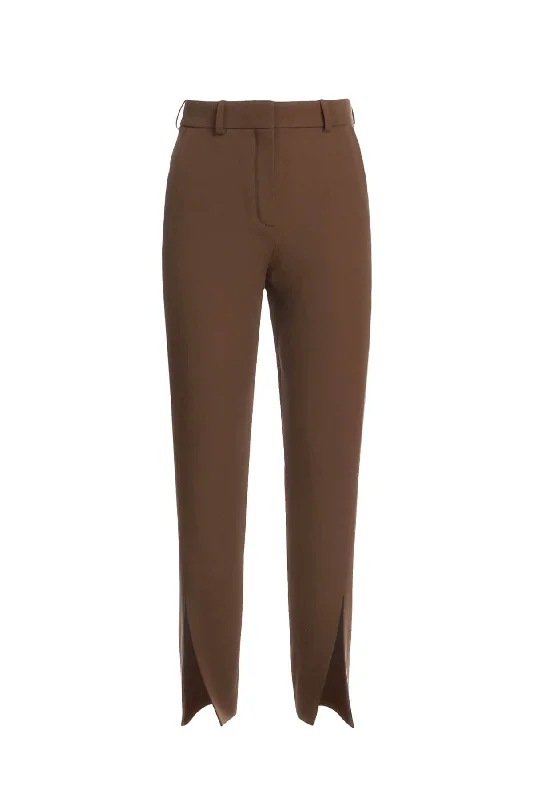 Balmain High Waisted Split Front Pants - Brown