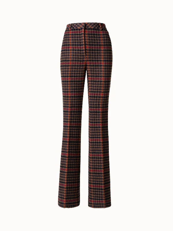 Checked Wool Bootcut Pants