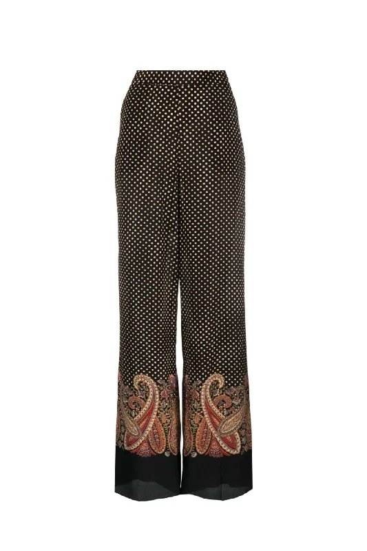 Etro Paisley Dot Print Silk Pant - Black