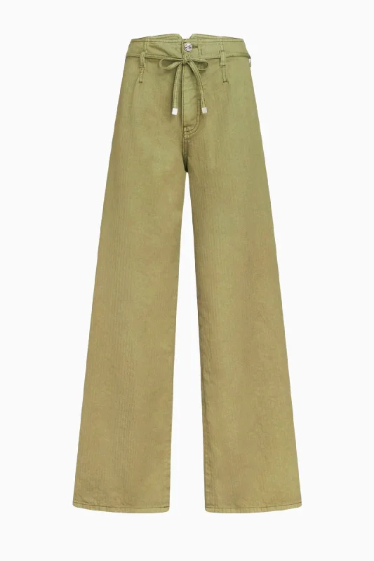 Etro Tie Belted Embroidered Jean - Khaki