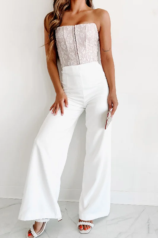 In Sophisticated Company Wide Leg Pants (Off White)