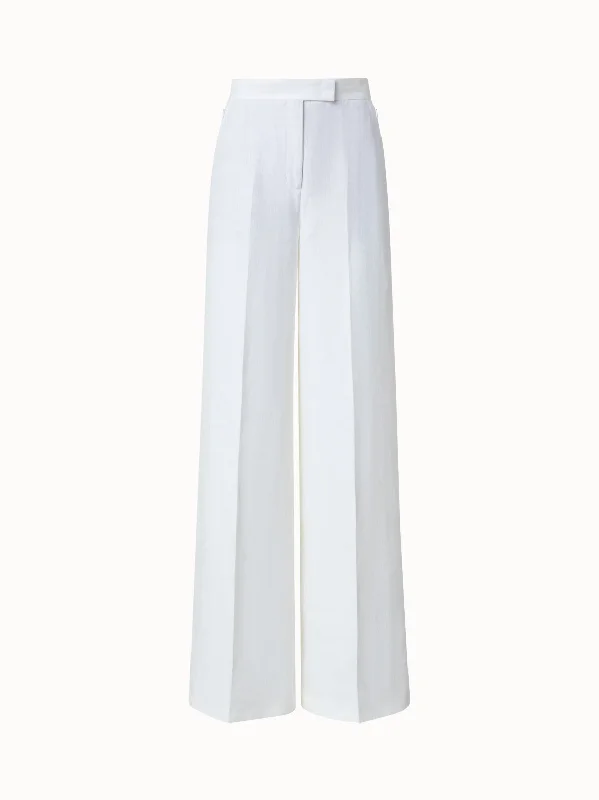 Linen Crêpe Wide Leg Pants