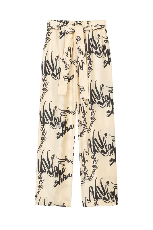 Nanushka Jadine Calligraphy Print Pant - Cream/ Black