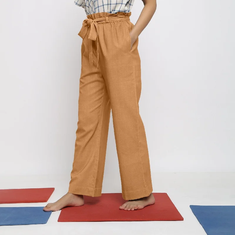 Orange 100% Cotton Elasticated Paperbag Wide Legged Pant