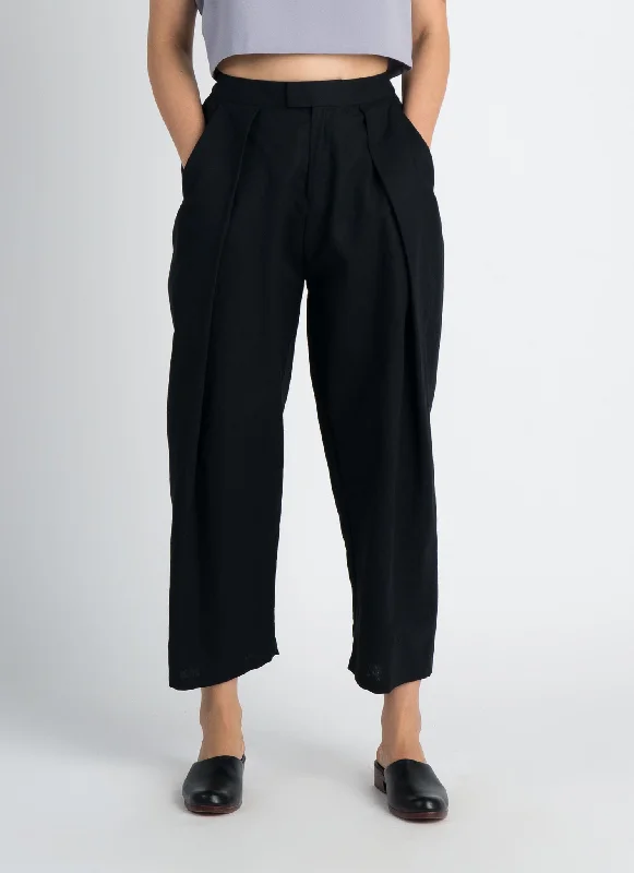 Seed Pleated Tapered Pant w/ Elastic (Unisex) - Black