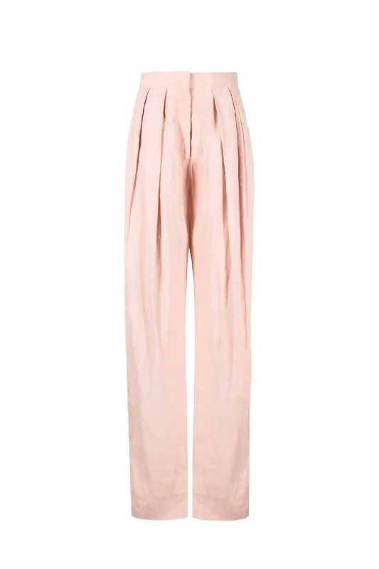 Stella McCartney Fluid Linen Pleat Front Trousers - Rose