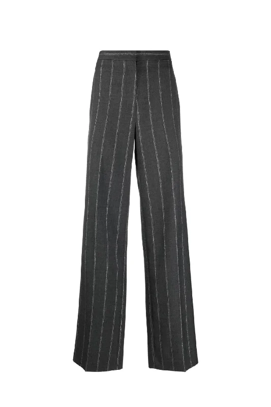 Stella McCartney Striped Tailored Trouser - Grey Melange