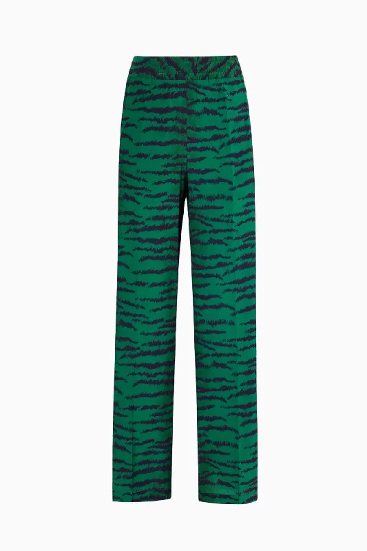 Victoria Beckham Tiger Print Pyjama Trouser - Green/ Navy Tiger