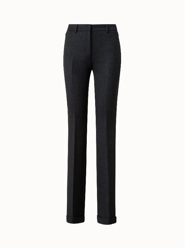 Wool Stretch Double-Face Bootcut Pants