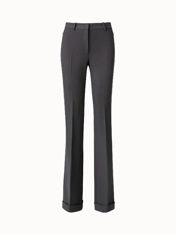 Wool Stretch Double-Face Bootcut Pants