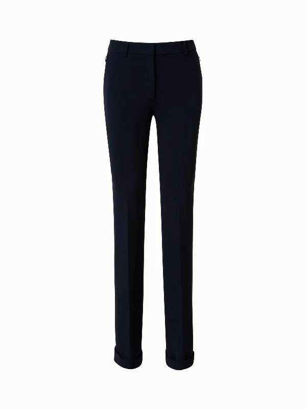 Wool Stretch Double-Face Bootcut Pants