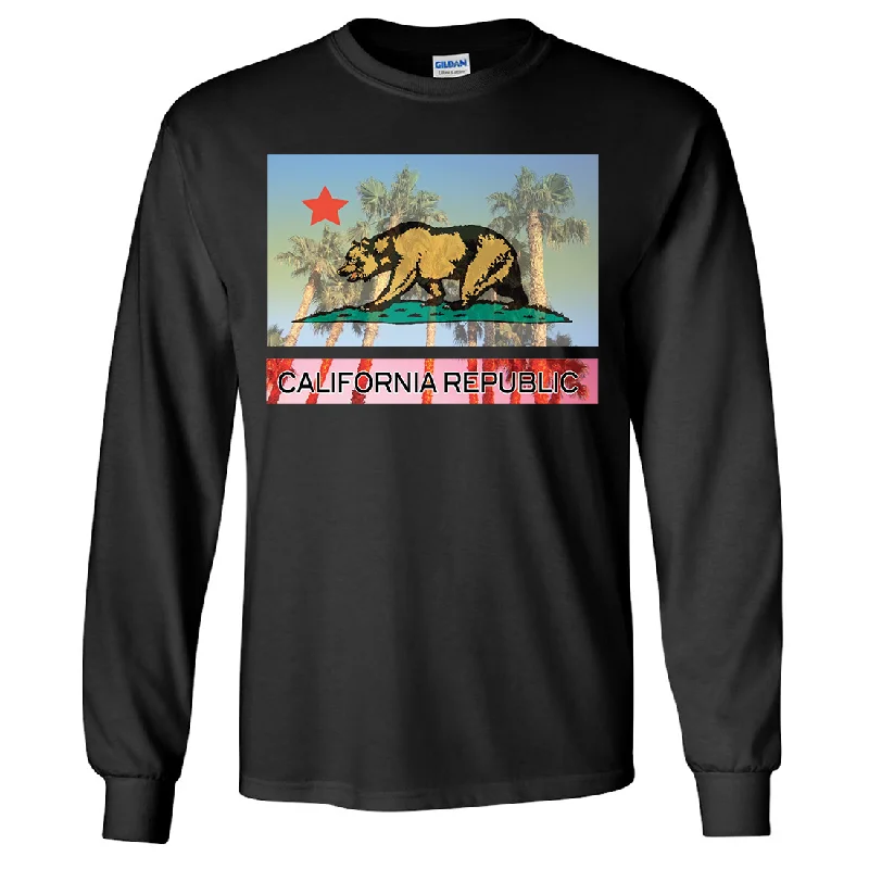 California Republic Palm Tree Bear Long Sleeve Shirt