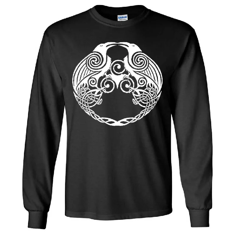 Dual Raven White Print Long Sleeve Shirt