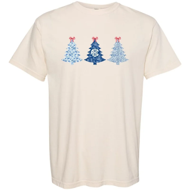 Monogrammed 'Chinoiserie Christmas Trees' T-Shirt