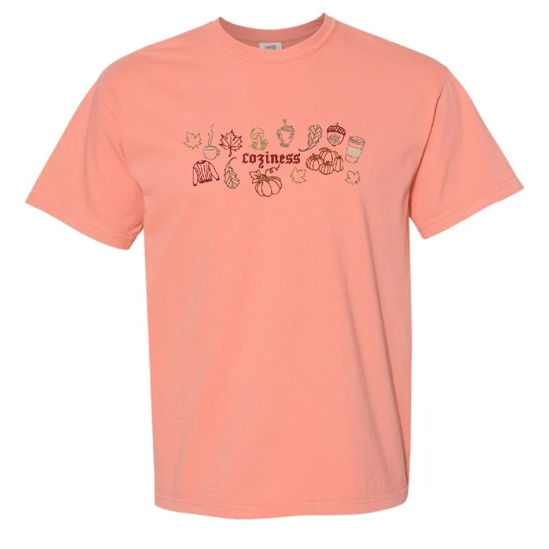 Monogrammed 'Fall Coziness' Embroidered T-Shirt