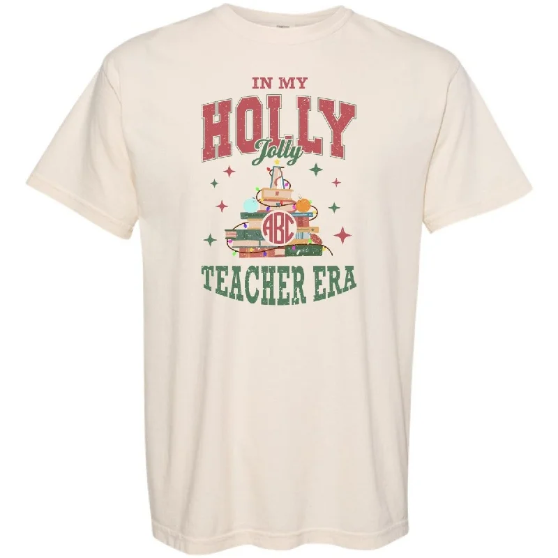 Monogrammed 'Holly Jolly Teacher Era' T-Shirt