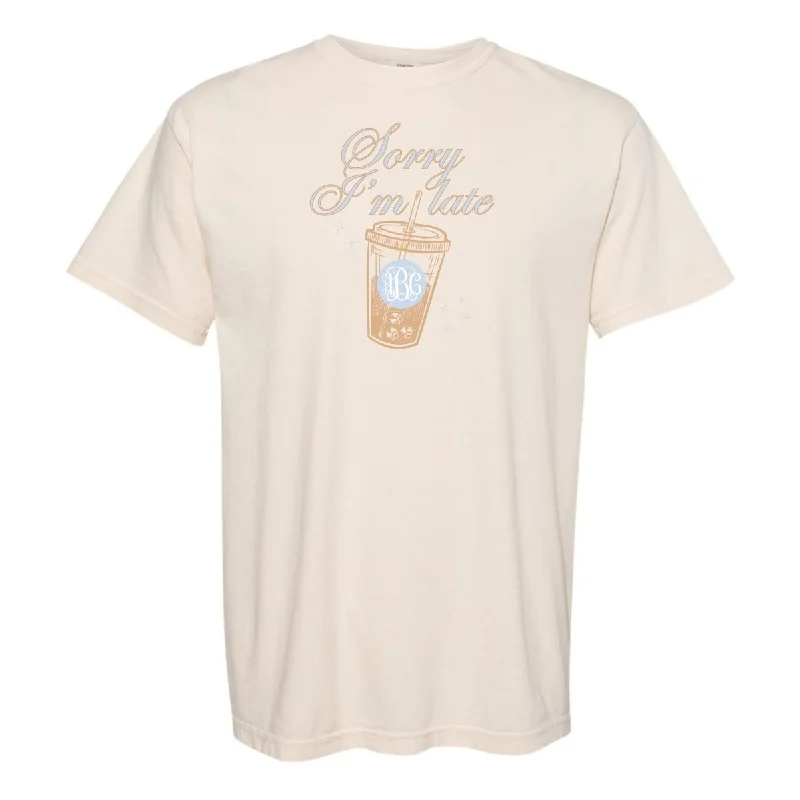 Monogrammed 'Sorry I'm Late' T-Shirt