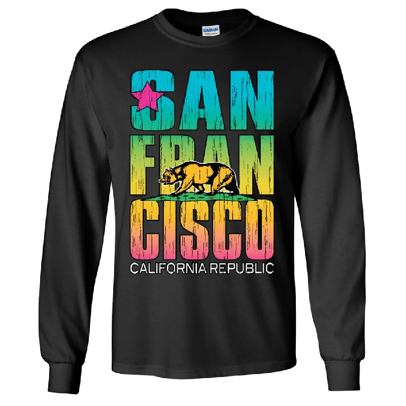 San Francisco California Neon Rainbow Long Sleeve Shirt