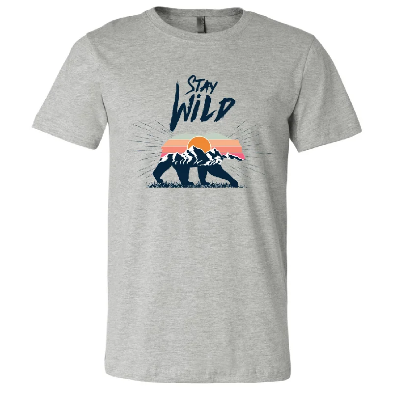 Stay Wild Sunset Bear Asst Colors Mens Lightweight Fitted T-Shirt/tee