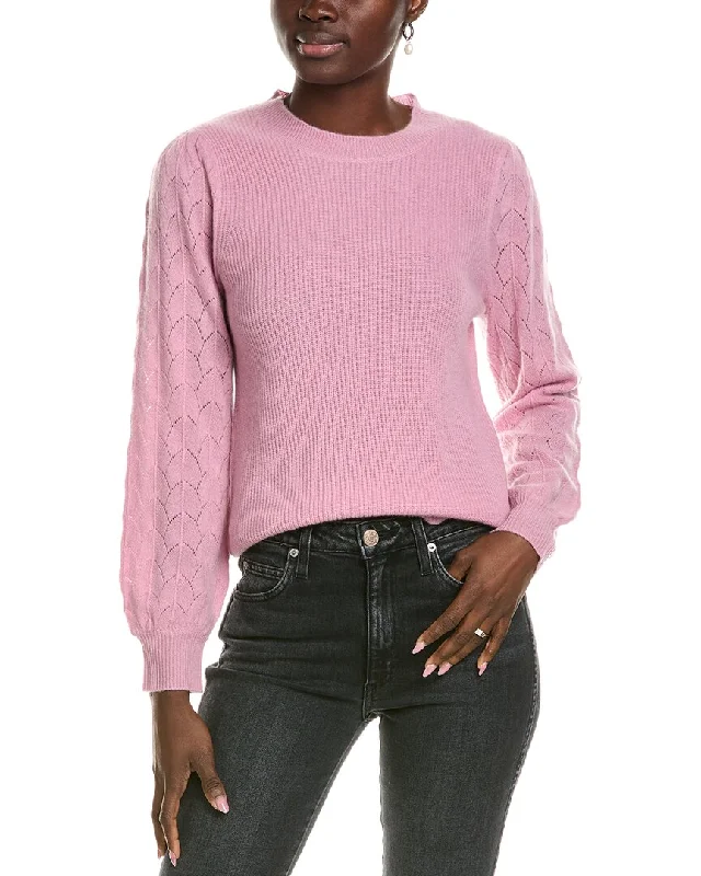 27 Miles Malibu Diamond Pointelle Sleeve Cashmere Top