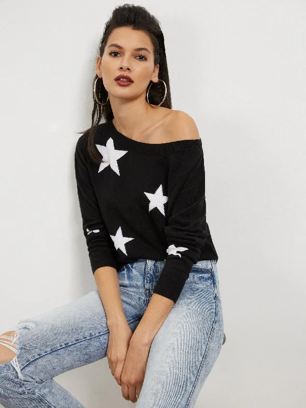 Star-Print Slouchy Sweater