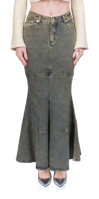 Courtyard Tulip Skirt In Clay (Sandblast Fade Denim Wash)