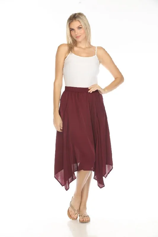 Johnny Was Calme Red Silky Handkerchief Midi Skirt O71005