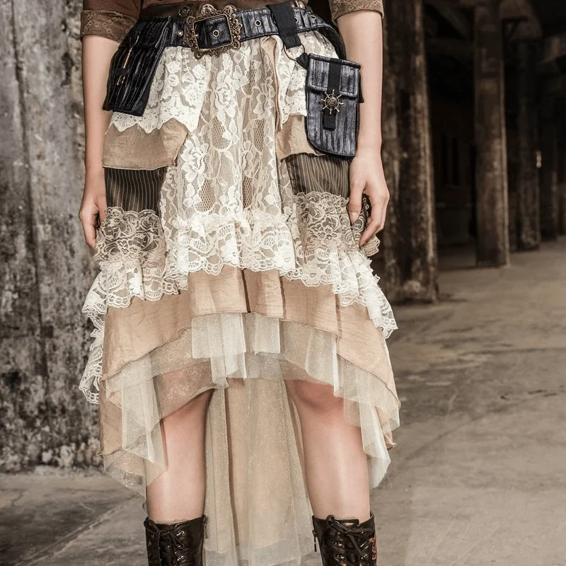 Women's Multilayered Mid Length Frilly Vintage Skirt