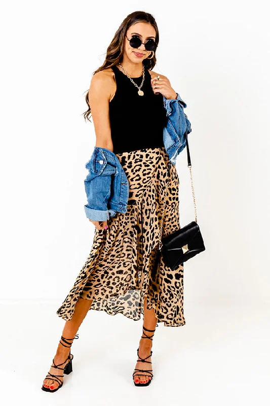 Only Sunshine Leopard Skirt In Iced Mocha