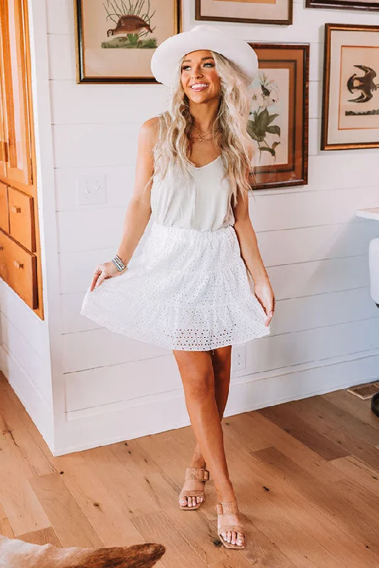 Shaken Or Stirred Eyelet Skirt In White