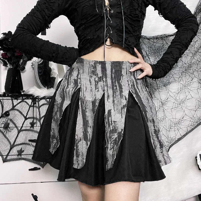 Women's Grunge Double Color Splice Skirt