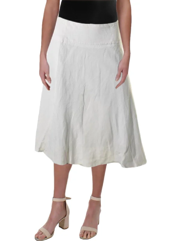 Womens Linen Flare Flare Skirt