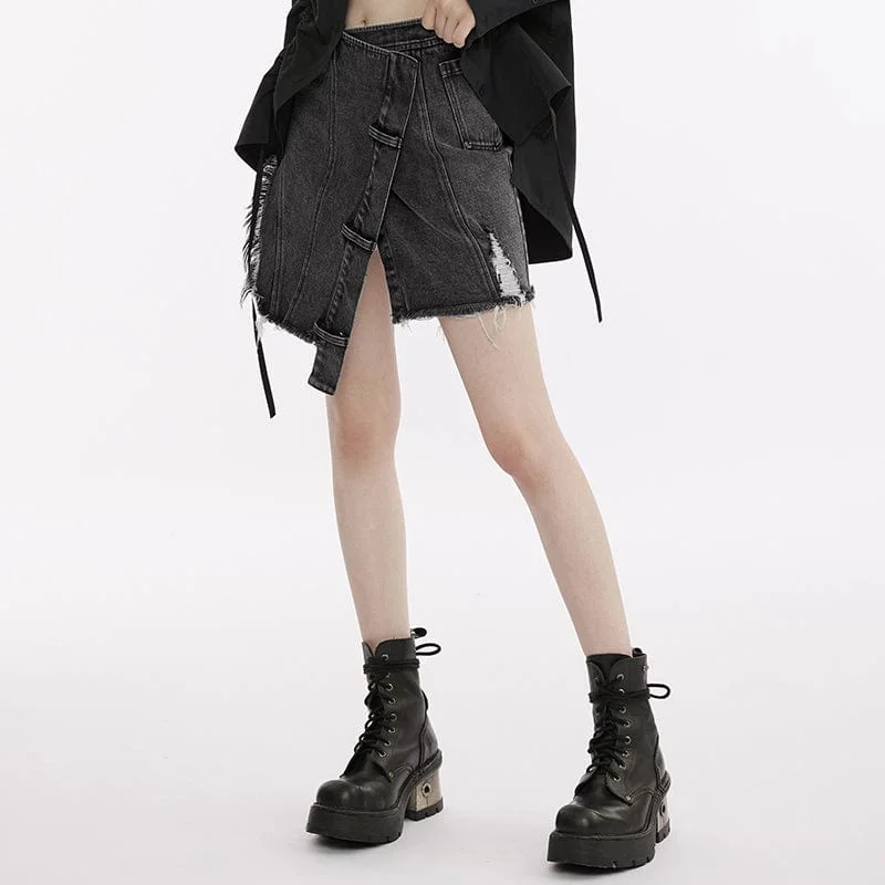 Women's Punk Irregular Unedged Split Skirt