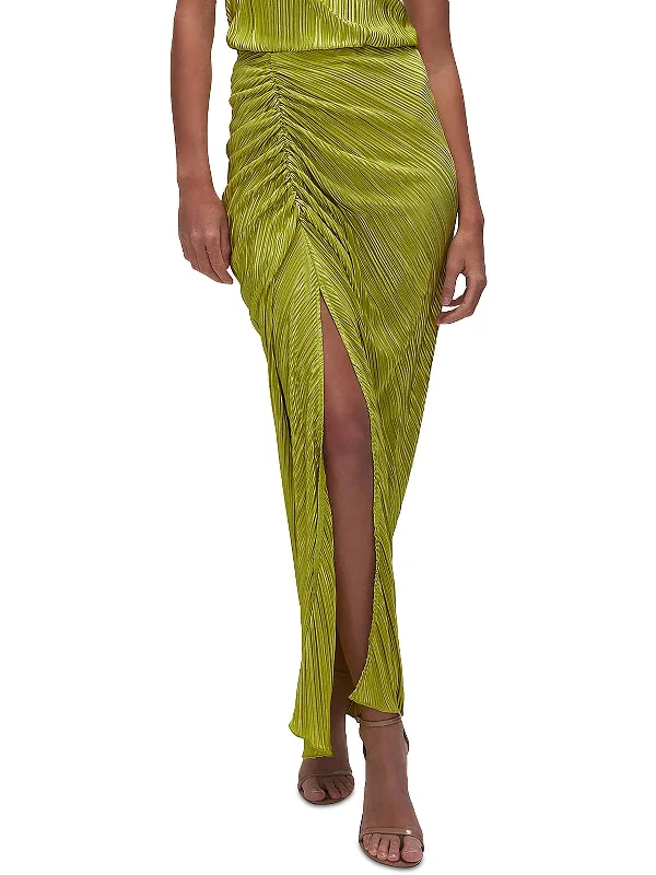 Womens Ruched Long Maxi Skirt