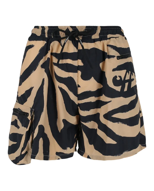 Athletic Zebra Nylon Shorts