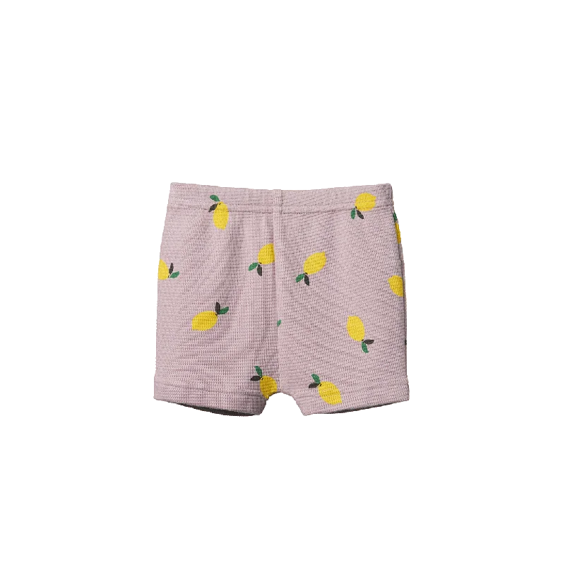 NATURE BABY - SELBY WAFFLE SHORTS: LILAC LEMON PRINT