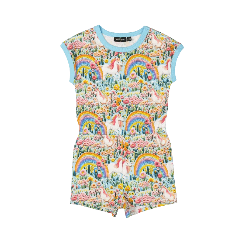 ROCK YOUR BABY - EMBROIDERED UNICORNS ROMPER