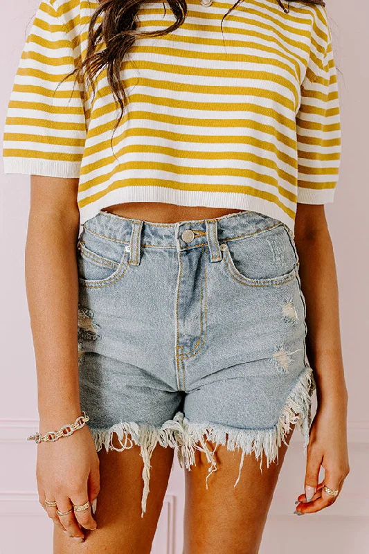 The Paysley High Waist Distressed Shorts