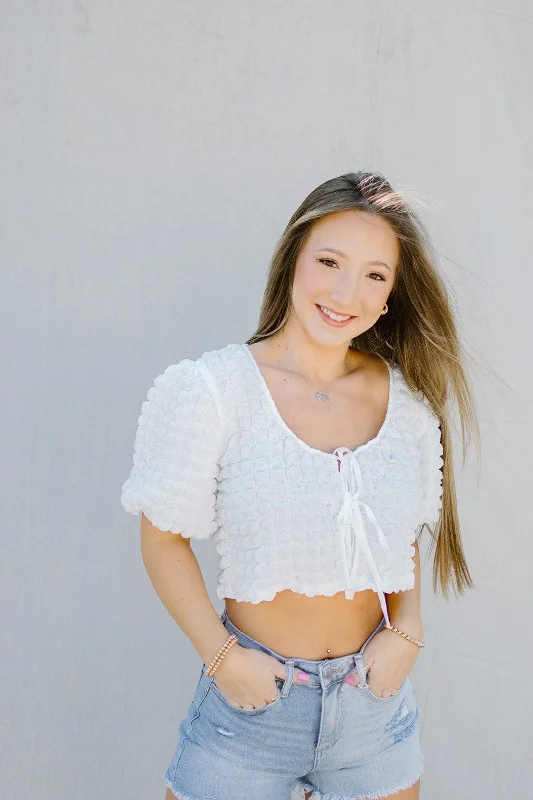 White Front Tie Crop Top