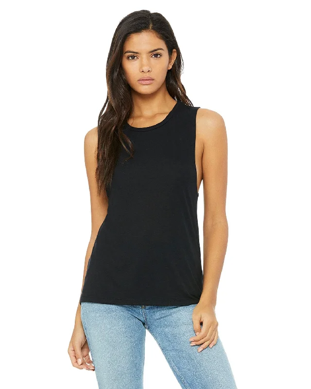 Bella+Canvas Ladies Flowy Scoop Muscle Tank | Black