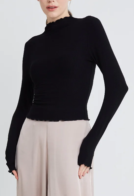 Frilled Turtleneck Inner Fitted Top