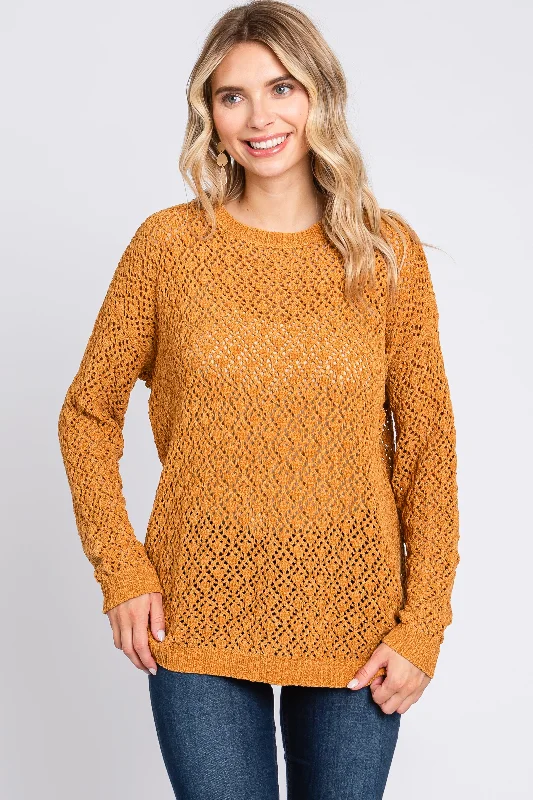 Gold Chenille Open Knit Sweater