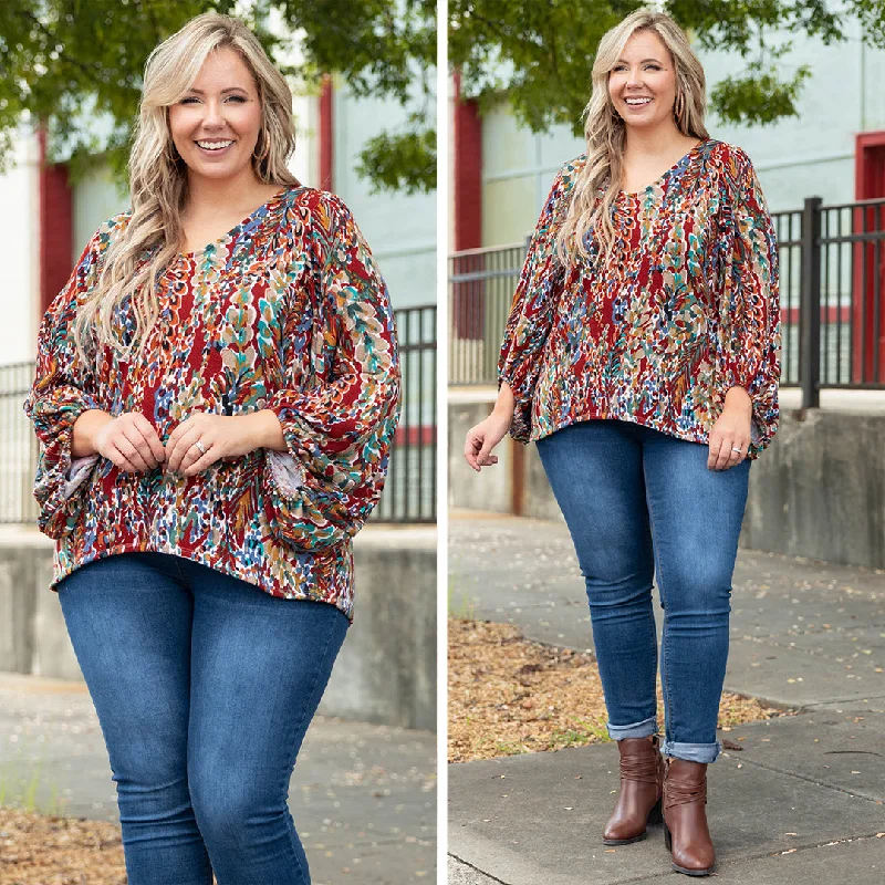 Honey Floral Top, Marsala