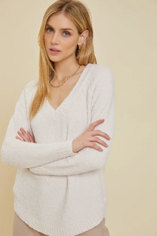 Ivory Fuzzy Soft Knit Sweater