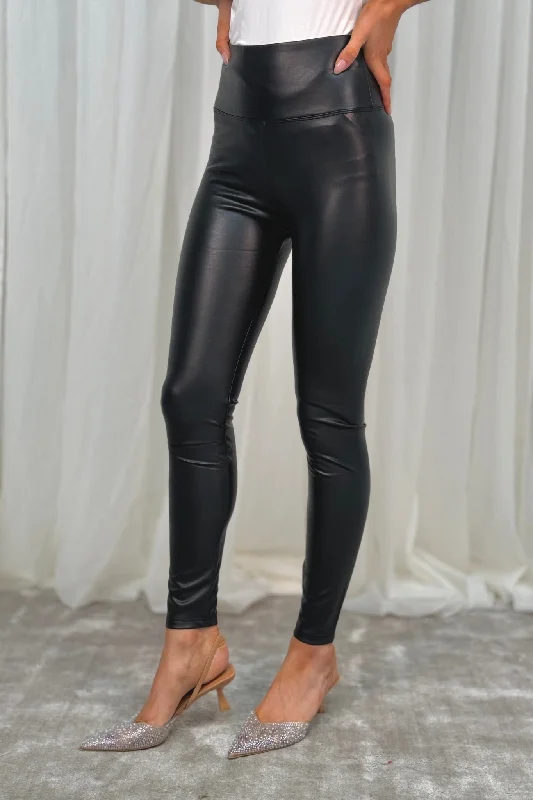 Freya Leather Look Leggings In Black