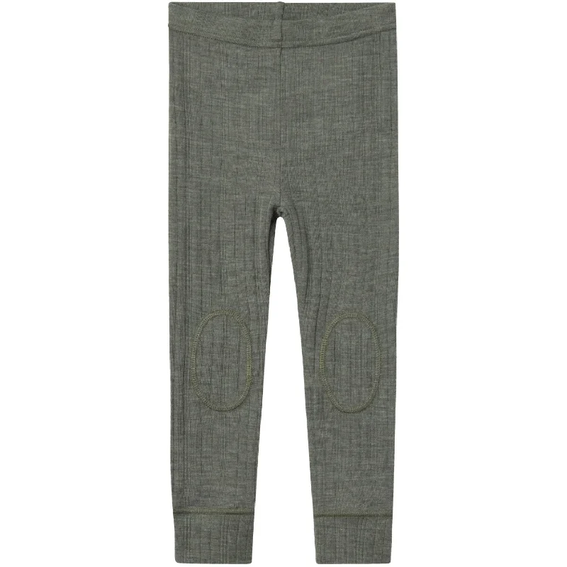 Name It Mulled Basil Wang Wool Needle Long Johns Solid Noos