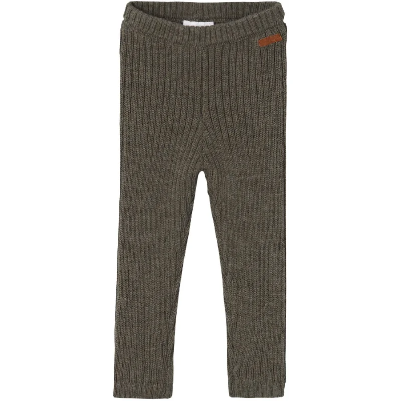 Name It Mulled Basil Wriss Wool Knit Long Johns