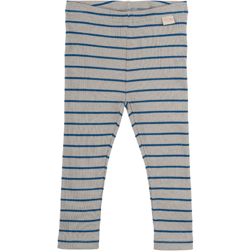 Petit Piao Deep Cobalt/Grey Stone Leggings Modal Thin Striped