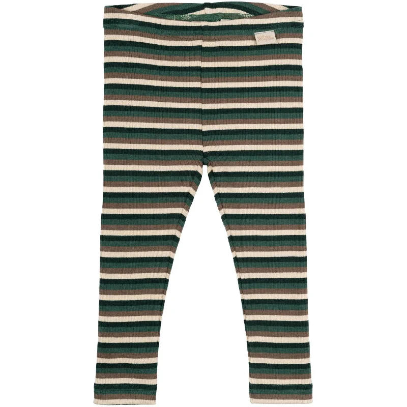 Petit Piao Emerald Green Multi Stripe Leggings Modal Multi Striped